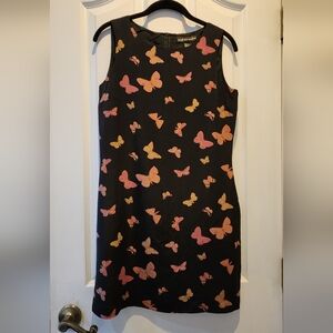 Andrea Jovine Black Dress with Pink & Yellow Butterfly